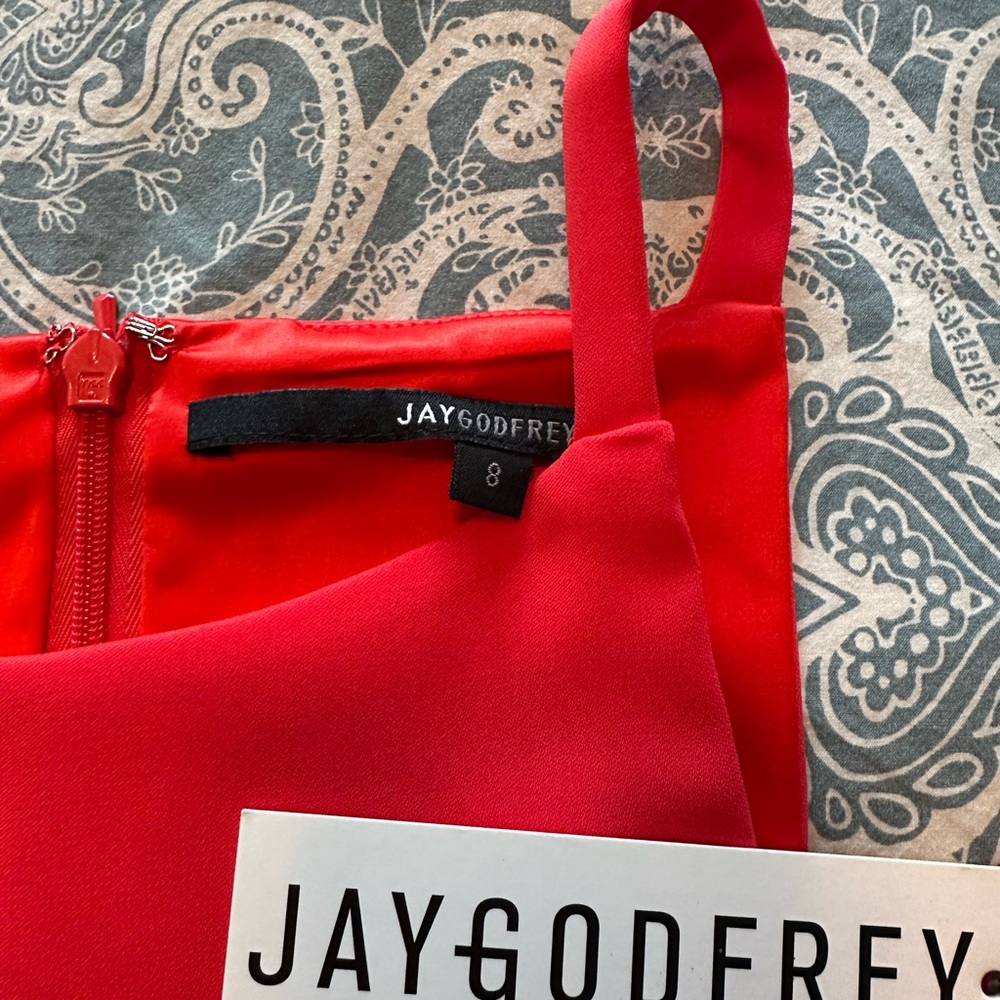 Jay Godfrey fitting sleeveless red dress with asymmetrical hemline size 8 ( new) - Picture 7 of 12